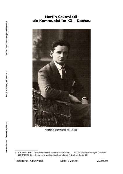 Titelbild zum Buch: Martin Grünwiedl ein Kommunist im KZ